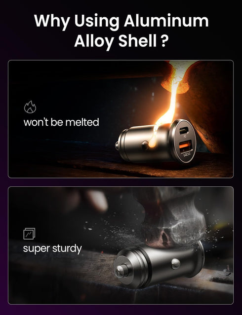 Car Charger USB C, 54W Super Fast Car Charger Adapter, LISEN All-Metal Cigarette Lighter Adapter, Dual Port PD 36W/12V USB C Car Charger Plug for ...