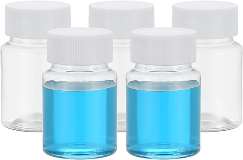 PATIKIL 5 Pcs 50ml Reagent Bottles, PET Wide Mouth Round Bottles with Screw Cap for Lab Water Reagent Liquids Solid Sample Storage Seal, Transpare...