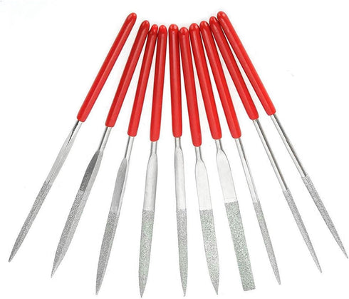 Mesee 10 Pieces Mini Diamond Needle Files, Round Triangular Square Flat Shape Needle File Set Hand Riffler File Tool for Precision Metal File Work...
