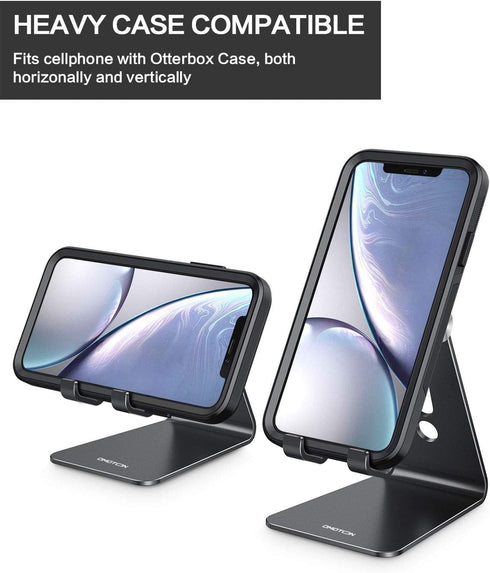 OMOTON Adjustable Cell Phone Stand, C2 Aluminum Desktop Phone Holder Dock Compatible with iPhone 11 Pro Max Xs XR 8 Plus 7 6, Samsung Galaxy, Goog...