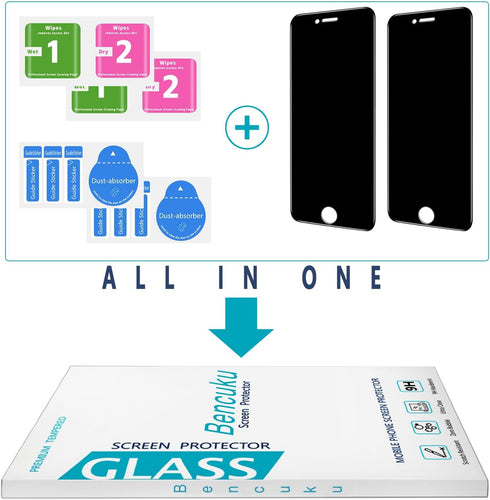by HPTech (2 Pack) Privacy Screen Protector Designed for iPhone 8 Plus and iPhone 7 Plus 5.5-inch Anti-Spy Tempered Glass, Anti Scratch, Bubble Fr...