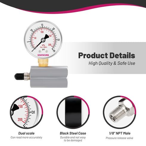 0-100psi/kpa Gas Test Pressure Gauge, 2" Dial Size, 3/4" FNPT Connection, Chrome Plated Steel Body Assembly, 3-2-3% Accuracy…...