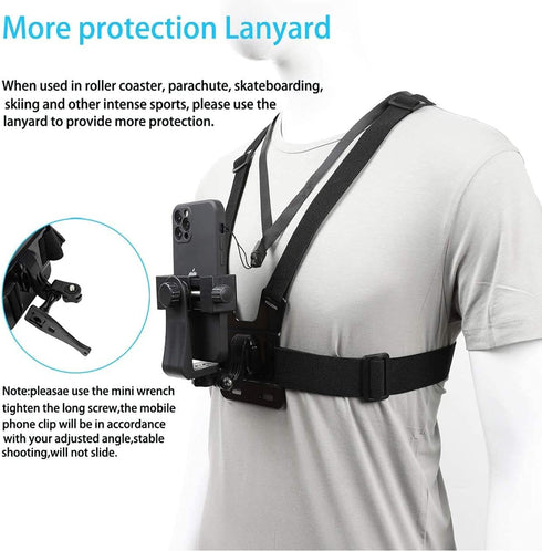 PellKing Mobile Phone Chest Mount Harness Strap Holder Cell Phone Clip Action Camera POV for Samsung iPhone Plus etc......