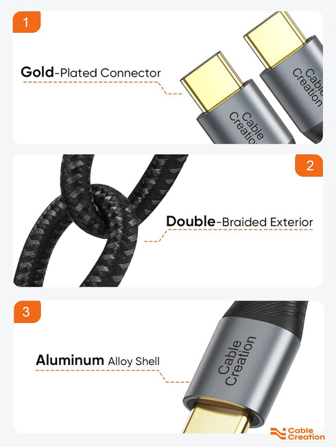 CableCreation Short USB C to USB C Cable 60W, USB C Charger Cable 0.8FT, Double-Braided Exterior Compatible with iPhone 15, Galaxy S23 Ultra S22 S...