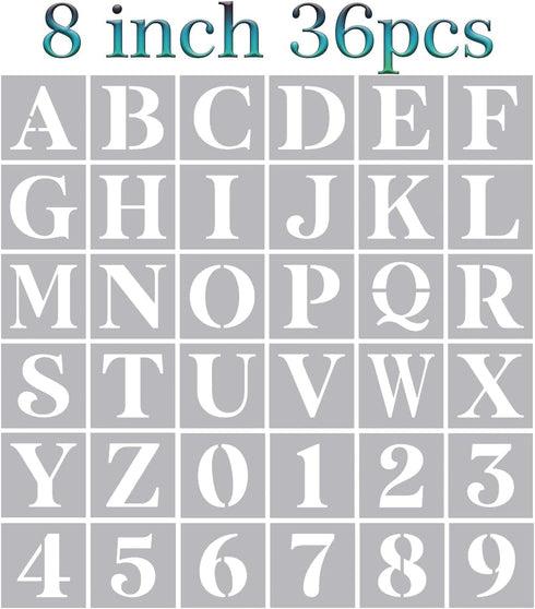8 inch Large Letter Stencils Alphabet Stencils for Painting on Wood, Stencil Letters Numbers Stencils for Wood Wall Signs Porch DIY Crafts...