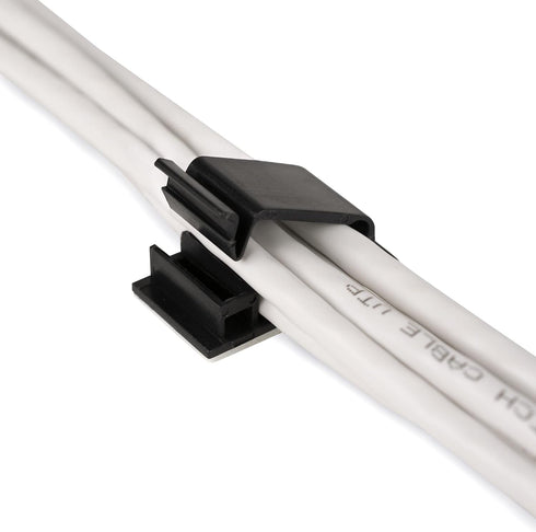 Cable Clips Black with 3M Adhesive, Multipurpose Small Wire Clamps for Cable Management and Cable Runs - 50 Pack Black Bundled with 10 Reusable Ca...