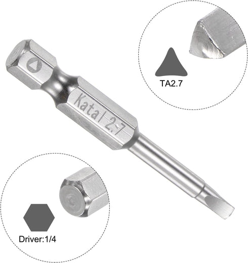 TA2.7 Triangle Screwdriver Bit 1/4" Hex Shank 2" Length Magnetic Tri-angle Screw Driver Power Tool...