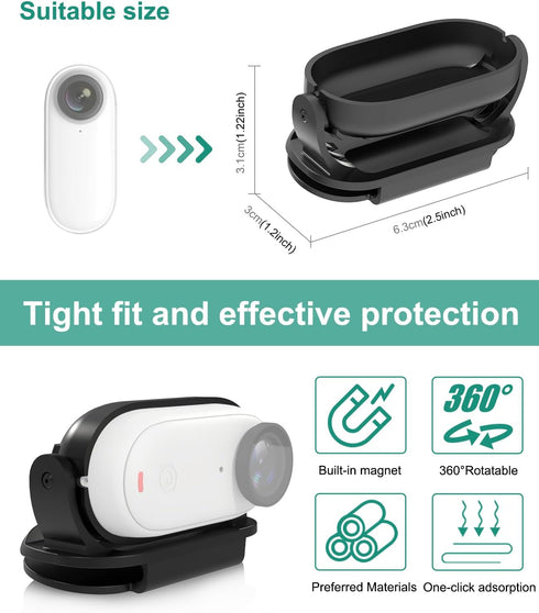 PULUZ Camera Cap Clip Magnetic Mounting Bracket for Insta360 GO3,Clamp Quick Release Mount Hat Clip Attachable to Hat or Backpack Strap and Adjust...