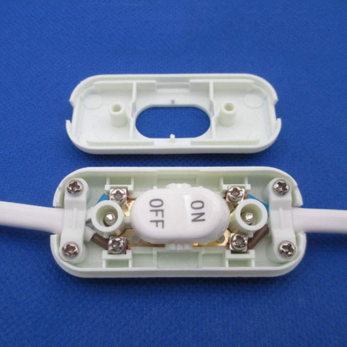 E-outstanding Inline Cord Switch On/Off White Button Feed Cord Switch for Table Lamp Desk Light Bed Lamp 6A 250V...