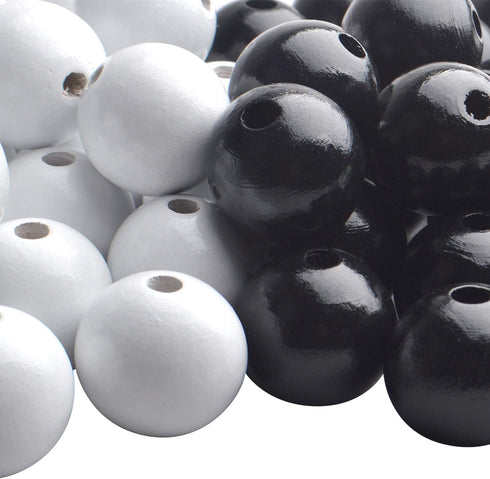 Aylifu Round Wood Beads, 50pcs 25mm Natural Round Wooden Beads Small Hole Wood Loose Beads Smooth Painted Spacer Loose Beading Supplies for Neckla...