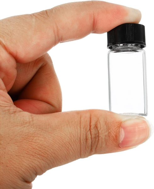 PATIKIL 5mL Reagent Media Bottle, 10 Pack Round Glass Storage Bottles Plastic Screw Cap for Lab Home, Clear...