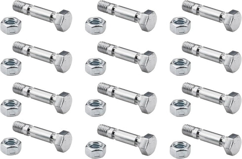 (12 Packs) 710-0890 Shear Pins with Nuts for MTD Cub Cadet Troy-Bilt and More Snow Blower - 12 Pcs 710-0890A and 910-0890A Snow Throwers fits Part...