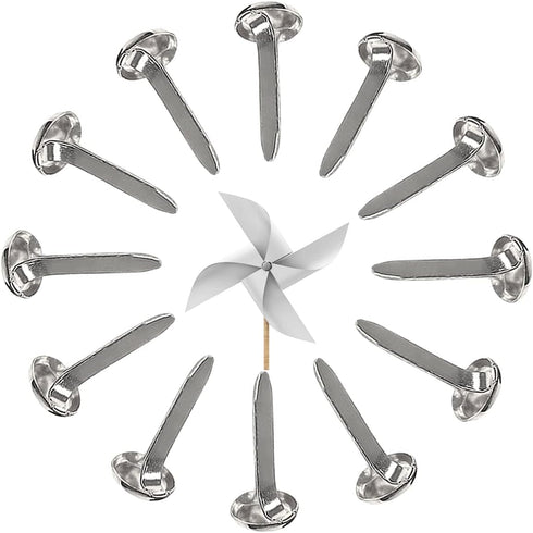 100 Pcs Brass Paper Fasteners, 8x17mm Plated Mini Brads for Scrapbooking Crafts DIY Projects (Silver)...