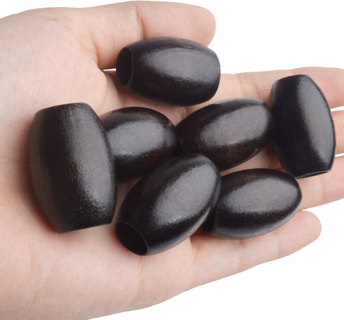 Large Hole Wooden Beads,30 Pcs Dark Brown Wooden Beads Loose Spacer Beads Oval Tube Beads for Making Necklace Bracelet and Other Stuffs...