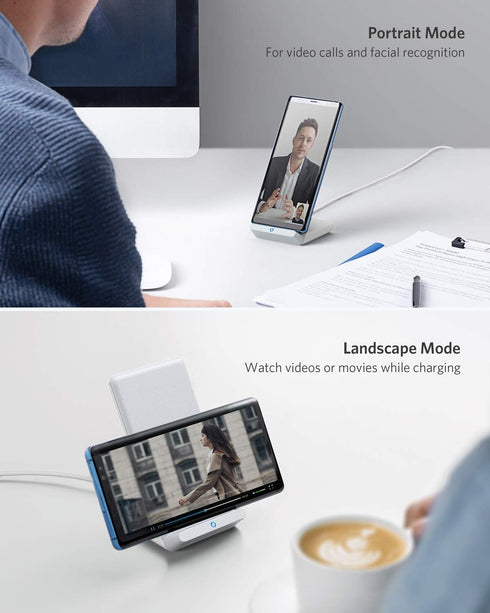 Anker 313 Wireless Charger (Stand), Qi-Certified for iPhone 14/14 Pro/14 Pro Max/13/13 Pro Max, 10W Fast-Charging Galaxy S20, S10 (No AC Adapter)....