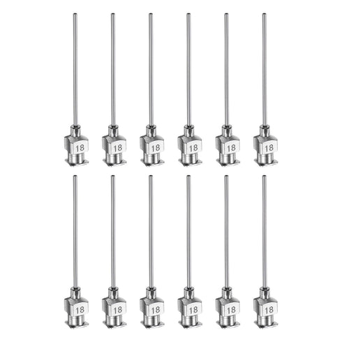 12pcs 18Gauge Stainless Steel Dispensing Needles, 1 1/2" All Metal Glue Needle Tube Blunt Tips Luer Lock for Thick Liquids, Ink, Glue, Lab Use...