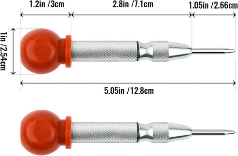 2 Pack Automatic Center Punch, 5 Inch Crushing Hand Tool Spring Punch with Cushion Cap, Metal Impact Center Hole Punch for Metal Wood Glass Plasti...