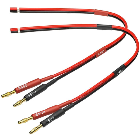 CESS-225-1f Banana Plug Adapter Connector to Bare Wire Open End Audio Cable DIY for Speakers & Amplifier, 2-Channel, 14 Gauge (1 Foot)...