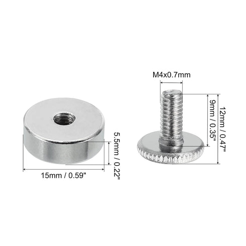 PATIKIL M4x12 Standoff Screws with Spacers, 20 Pack Wall Mounting Hardware Thumb Screw Fasteners for Acrylic Glass Signs Mirrors, Silver Tone 12mm...