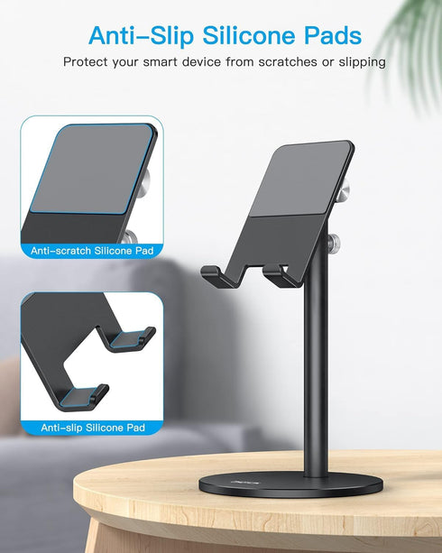Cell Phone Stand, OMOTON Angle Height Adjustable Phone Holder, Aluminum Desktop Phone Holder Dock Stand for Desk, Compatible with iPhone 13/Mini/P...