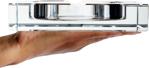 Juvale Glass Crystal Ashtray with 4 Slots for Cigars - Luxury Square Cigarette Holder for Men, Home, Office, Desk, Tabletop Decoration (7 x 7 x 1....