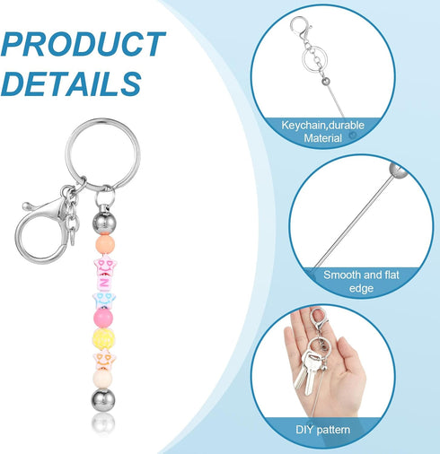 20 Pcs Beadable Keychain Bars,Blank DIY Keychains for Beads,Keychain Making Supplies Kit,Metal Beaded Keychain for Women Men Pendant Jewelry Craft...