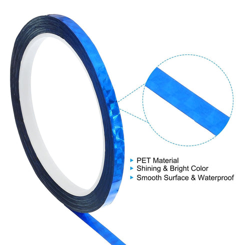 PATIKIL Prism Tape 0.24 Inch x 55 Yards, 1 Pack Holographic Metalized Reflective Self Adhesive for DIY Art Craft Wrapping Wall Decoration, Blue...
