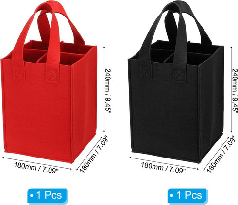 PATIKIL 4 Bottle Wine Carrier Tote Bag, 2 Pack Wine Bottle Carrying Bag with Divider Reusable Wine Storage Bag Felt Grocery Bags Portable Gift Bag...