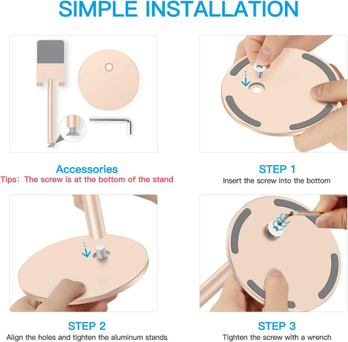 OMOTON Cell Phone Stand, Angle Height Adjustable Phone Stand, Aluminum Desktop Phone Holder Dock Stand for Desk, Compatible with iPhone 13/Mini/Pr...