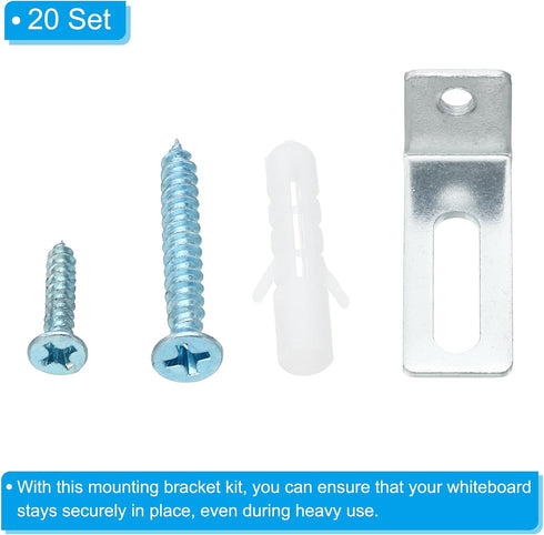 PATIKIL Whiteboard Mounting Hardware, 20 Set White Board Wall Hanger Installation Support Fastener L Shape Mount Bracket Board for Office Classroo...
