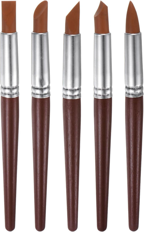 HARFINGTON 5pcs Silicone Clay Sculpting Tool Pottery Modelling Shaper Carving Tool Rubber Tip Shaping Pen for Ceramic Sculpture Polymer Clay, Brow...