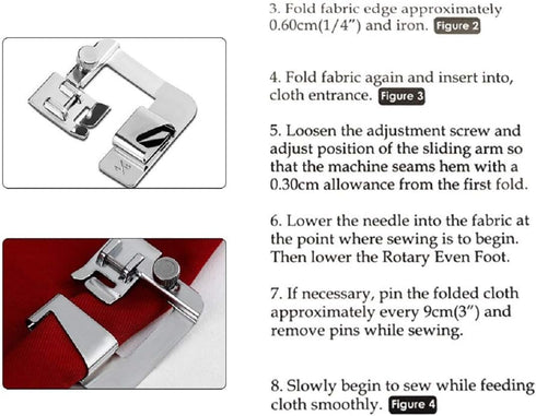 3 Sizes Wide Rolled Hem Pressure Foot Sewing Machine Presser Foot Hemmer Foot Set (1/2 Inch, 3/4 Inch, 1 Inch) for Singer, Brother, Janome and Oth...