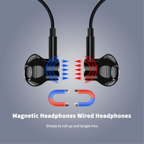 COOYA Wired Earbuds for Galaxy A12 Google Pixel 5a 4a 3a Magnetic in-Ear 3.5mm Headphones with Microphone Noise Isolation Audio Wired Earphones fo...