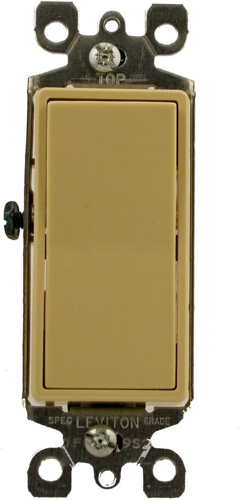 Leviton 5611-2I 15 Amp, 120/277 Volt, Decora Rocker Lighted Handle, Illuminated Off Single-Pole AC Quiet Switch, Residential Grade, Grounding, Ivo...