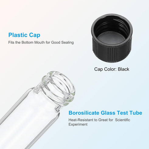 PATIKIL 30ml Test Tubes, 12pcs 5.91x0.79in Glass Clear Round Bottom Test Tube Containers with Plastic Cap for Bead Party Candy Bath Salt Storage S...