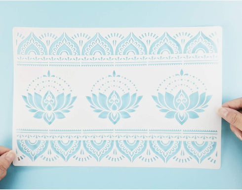 Flower Border Stencils, 8 Pcs Mandala Stencils for Painting on Wood Canvas Paper Wall Mandala Border Reusable DIY Craft Stencils 8.3"x11.8"...