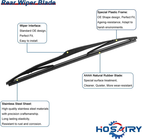 Rear Wiper Arm Blade Set for Mazda 3 sport Hatchback 2004-2009 Rear Windshield Wiper Arm Blade Assembly BP4K-67-421...
