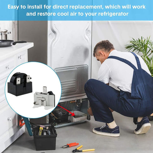 1PCS QP-02-4.7 Ohm PTC Refrigerator Start Relay 3 Pin Refrigerator Start Relay And 1PCS Refrigerator Overload Protector 1/2 HP......