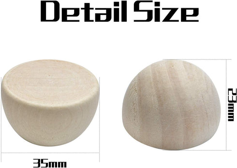 Natural Half Wooden Balls,20pcs 35mm Diameter Unfinished Wooden Balls Split Wood Beads No Holes Hemisphere Wood Ball Crafts Supplies for DIY Proje...