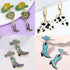 12 Pairs Beaded Cowboy Earrings for Women Pendant Rhinestone Enamel Boot Hat Drop Dangle Earrings...