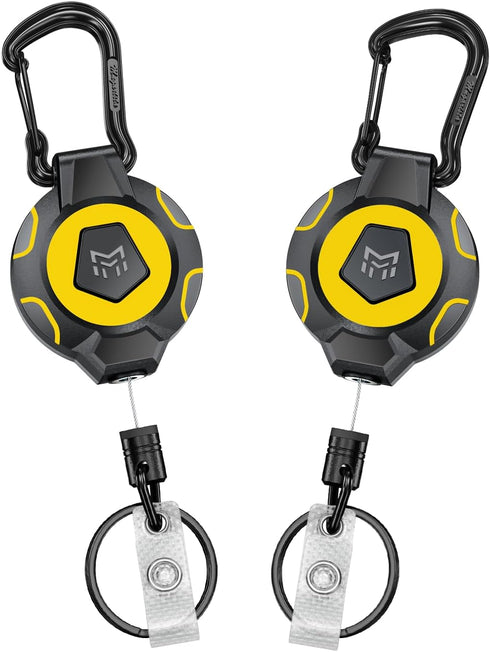 MNGARISTA 2-Pack Upgraded Retractable Keychain, 10 OZ Retraction, 31.5" Stainless Steel Cord, Heavy Duty Carabiner Badge Holder, ID Badge Reel wit...