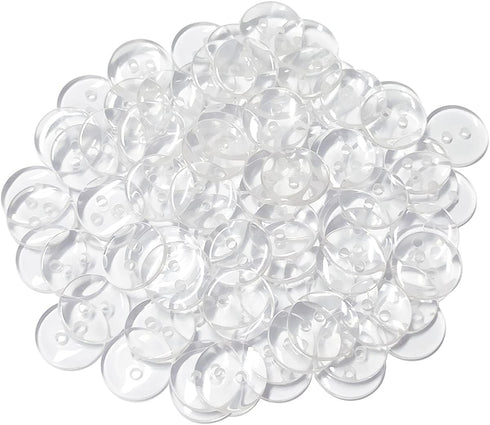 100 Pcs Buttons 2 Hole, Resin Clear Buttons for Sewing and DIY Craft (1/2 Inch)...