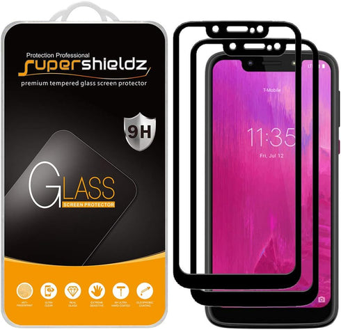 Supershieldz (2 Pack) Designed for T-Mobile Revvlry Tempered Glass Screen Protector, (Full Screen Coverage) Anti Scratch, Bubble Free (Black)...