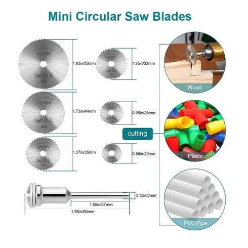 7pcs/Set, Mini Circular Saw Blades, Electric Grinding Cutting Discs, Wood Cutting Discs, Rotary Tools Accessories for Electric Metal Cutters and P...