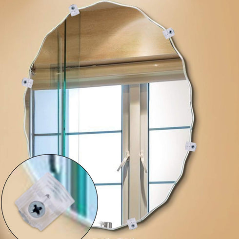 Mirror Hanging Kit, 20 Pieces Clear Plastic Mirror Holder Clips with Mounting Screws and Rawl Plugs...