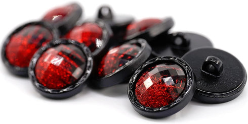 20 pcs Beveled Cut Glass Shiny Red Sewing Shank Buttons for Coats -25mm -1"...