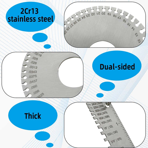 2 Pack Wire Metal Sheet Thickness Gauge Stainless Steel Welding Thickness Gauge Plated Size Inspection Tool Standard Wire Welding Gage Dual-Sided ...