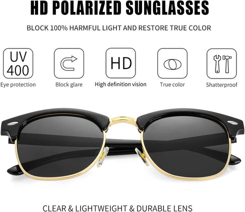 Classic Semi Rimless Polarized Sunglasses for Men Women Sports Sun Glasses...