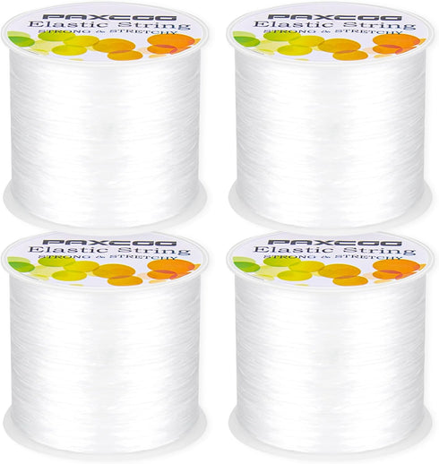 PAXCOO 4 Rolls Elastic String for Bracelets, Stretch Magic Elastic String Bead Cord Jewelry Thread for Bracelet, Necklaces, Clay Beads, Pony Beads...