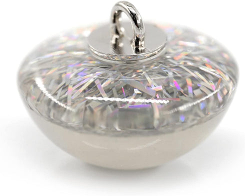 10 pcs Clear Resin Buttons with Sequin Powders Metal Loop Sewing Buttons -25mm -1"...